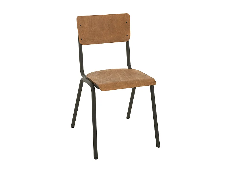 Silla de cocina LOKA en madera y metal - Estilo retro-Color Marrón