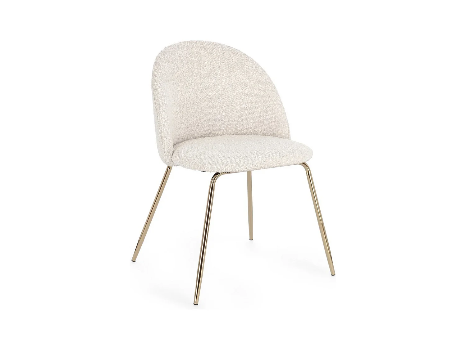 Lot de 4 chaises en tissu doux bouclé beige clair et pieds dorés Tanya – Élégance et Confort