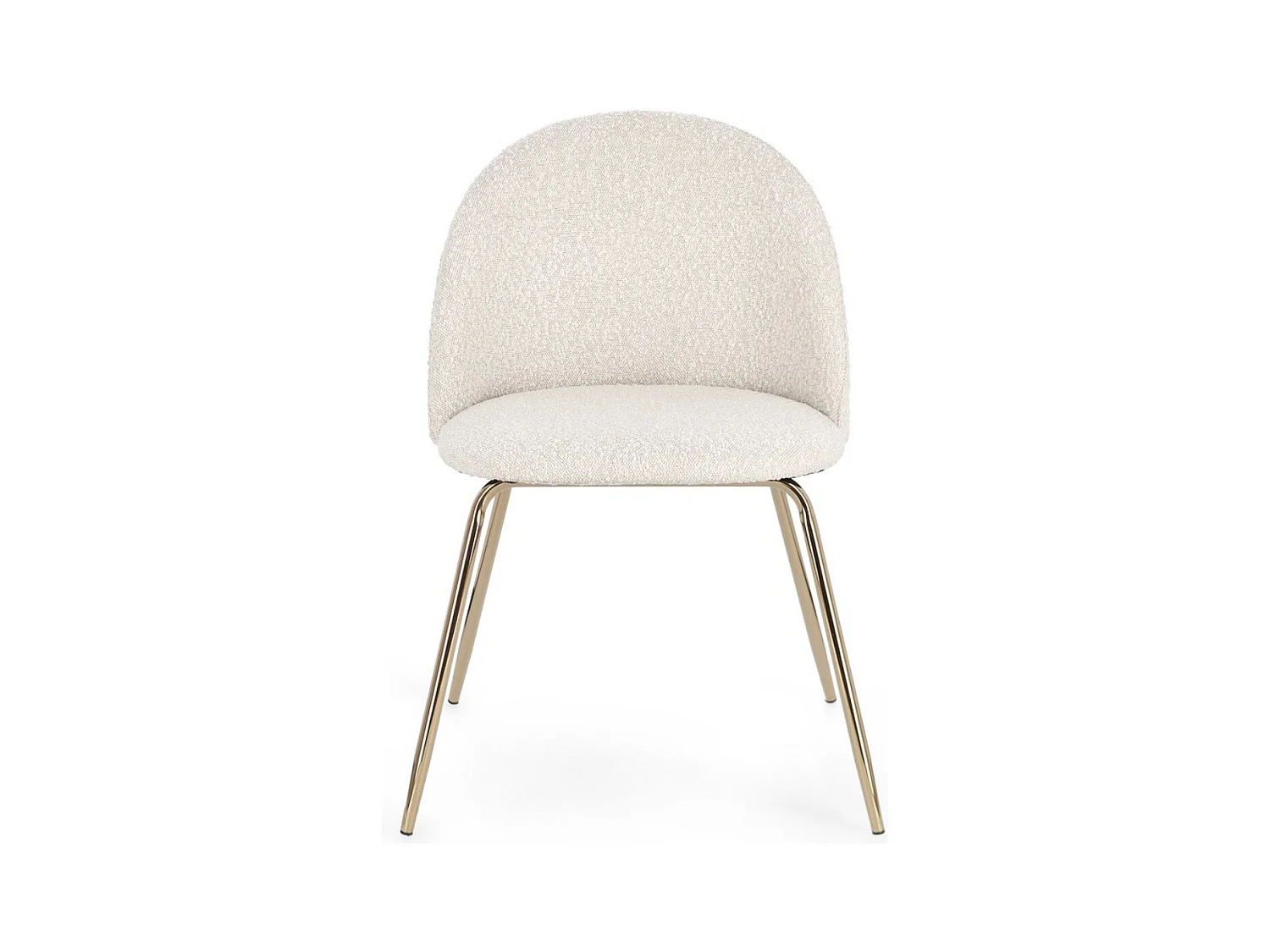 Lot de 4 chaises en tissu doux bouclé beige clair et pieds dorés Tanya – Élégance et Confort