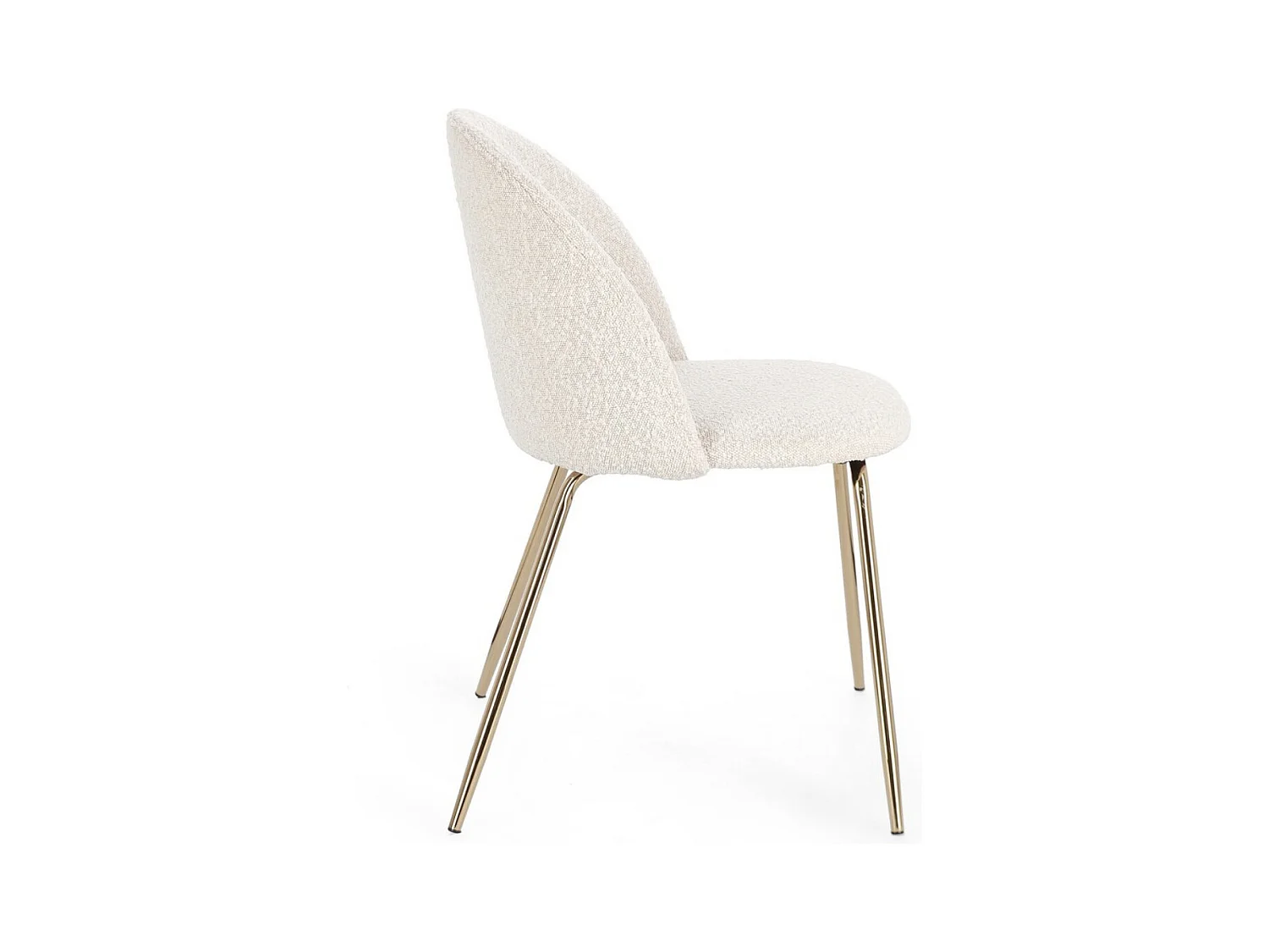 Lot de 4 chaises en tissu doux bouclé beige clair et pieds dorés Tanya – Élégance et Confort