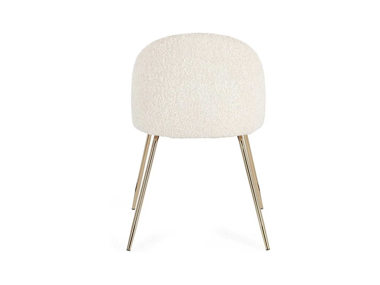 Lot de 4 chaises en tissu doux bouclé beige clair et pieds dorés Tanya – Élégance et Confort