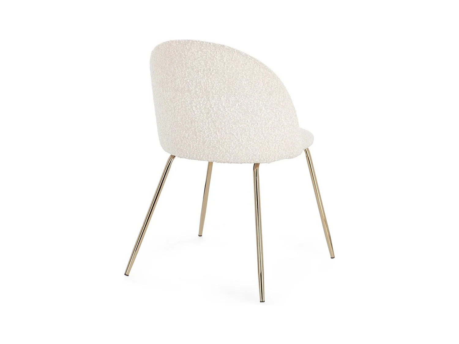 Lot de 4 chaises en tissu doux bouclé beige clair et pieds dorés Tanya – Élégance et Confort