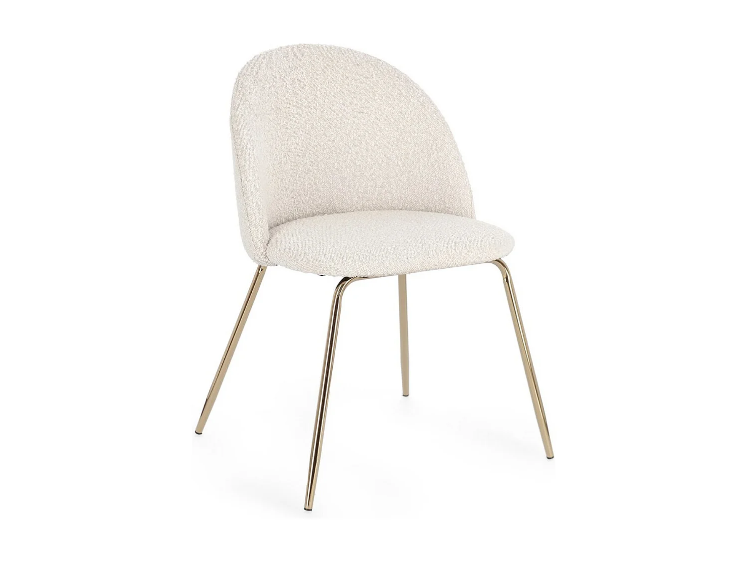 Lot de 4 chaises en tissu doux bouclé beige clair et pieds dorés Tanya – Élégance et Confort