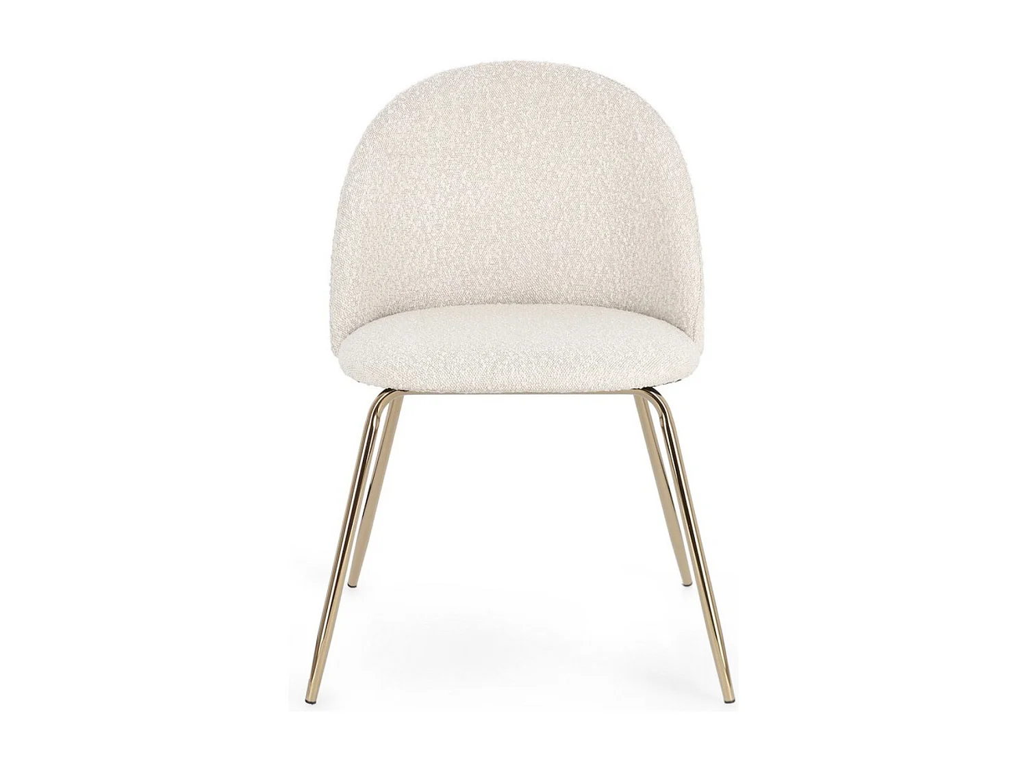 Lot de 4 chaises en tissu doux bouclé beige clair et pieds dorés Tanya – Élégance et Confort