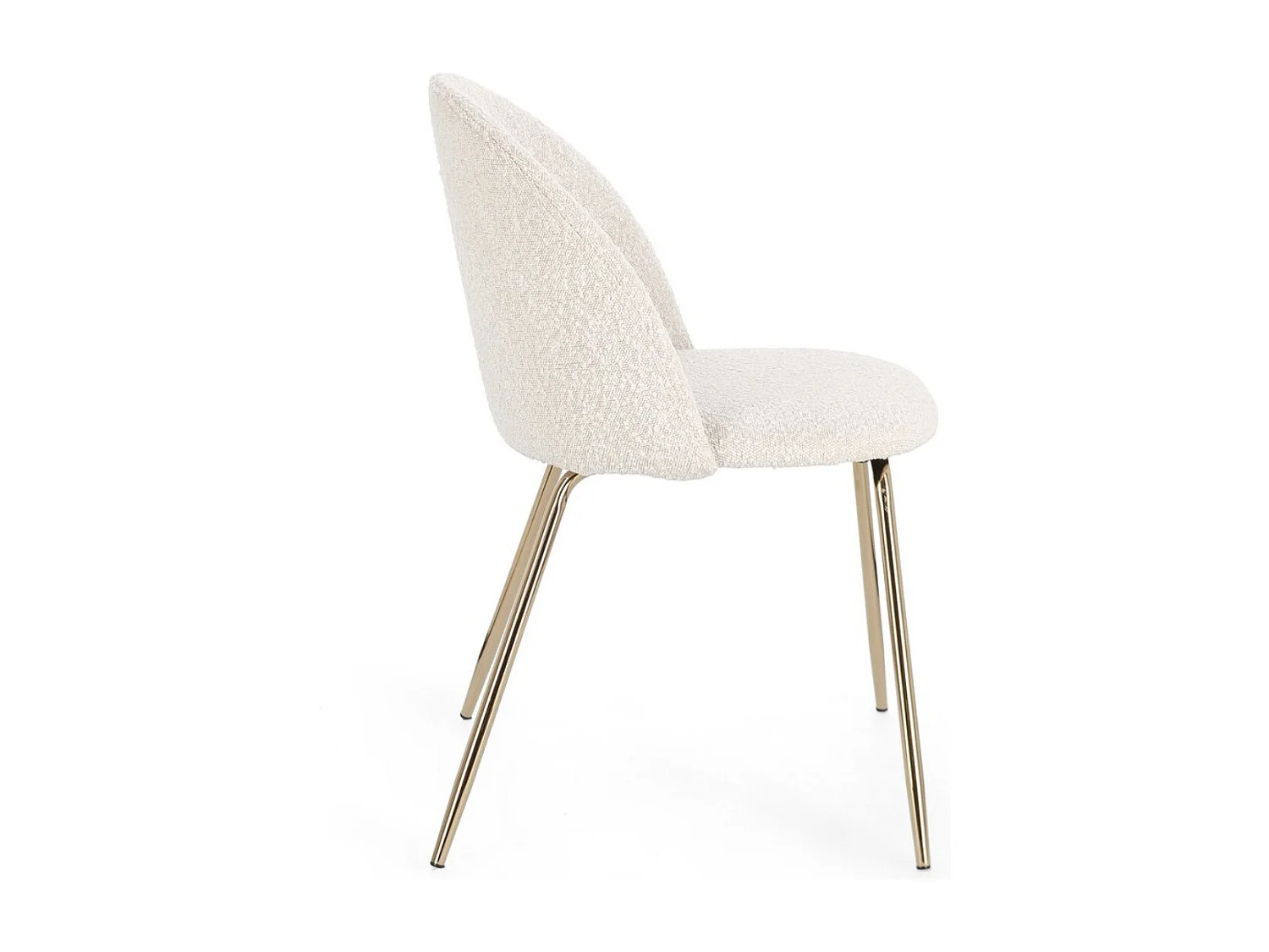 Lot de 4 chaises en tissu doux bouclé beige clair et pieds dorés Tanya – Élégance et Confort