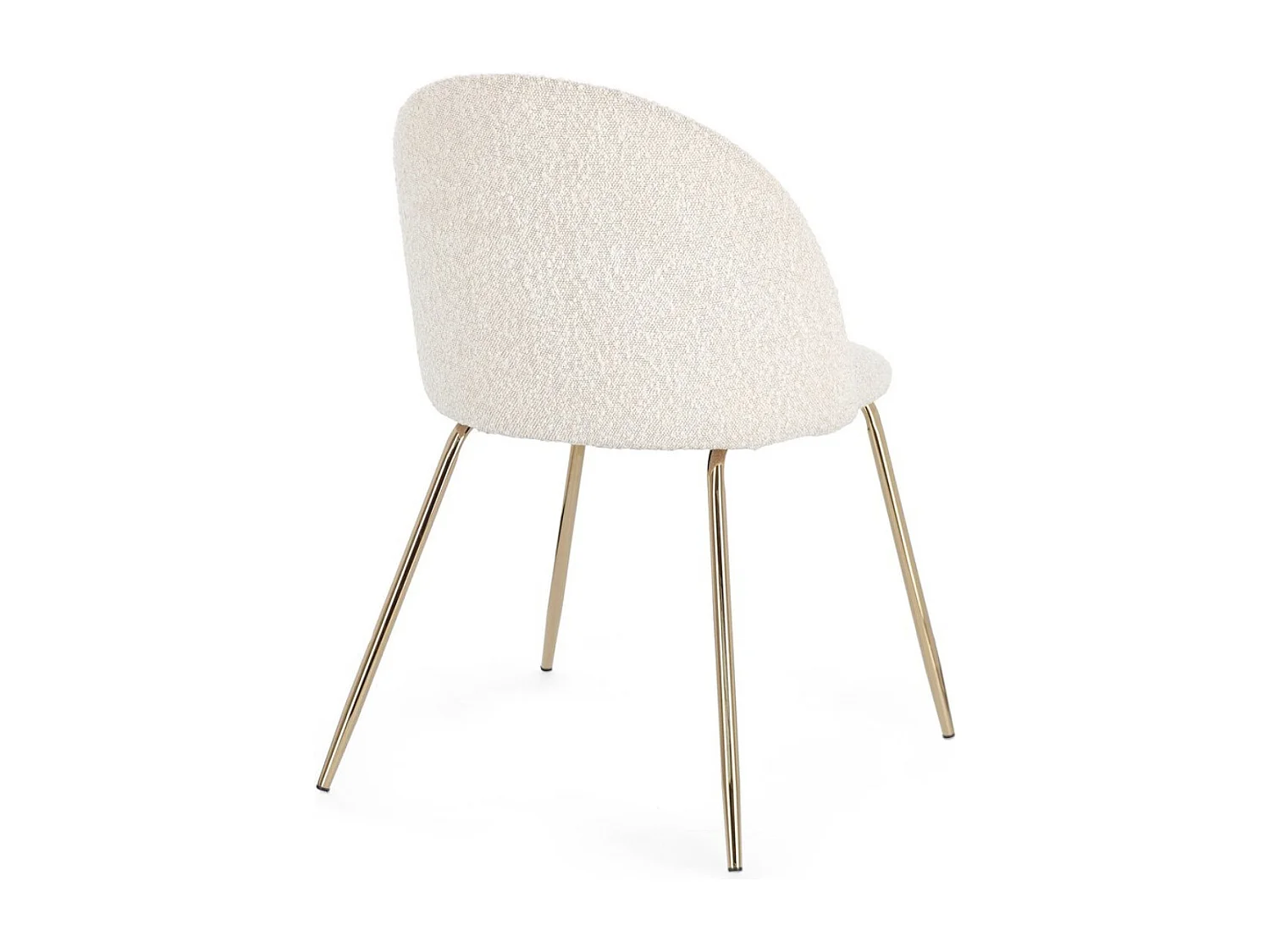 Lot de 4 chaises en tissu doux bouclé beige clair et pieds dorés Tanya – Élégance et Confort