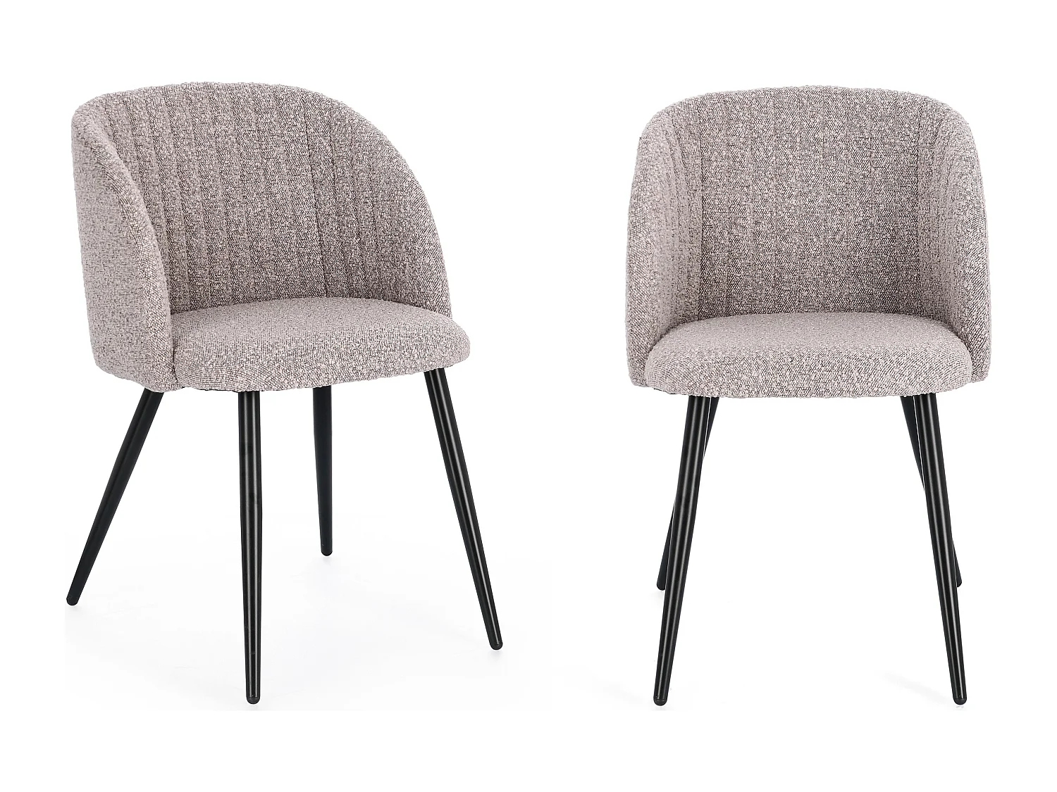 Lot de 2 chaises QUENTIN en tissu à bouclette – Confort contemporain et style texturé-Beige