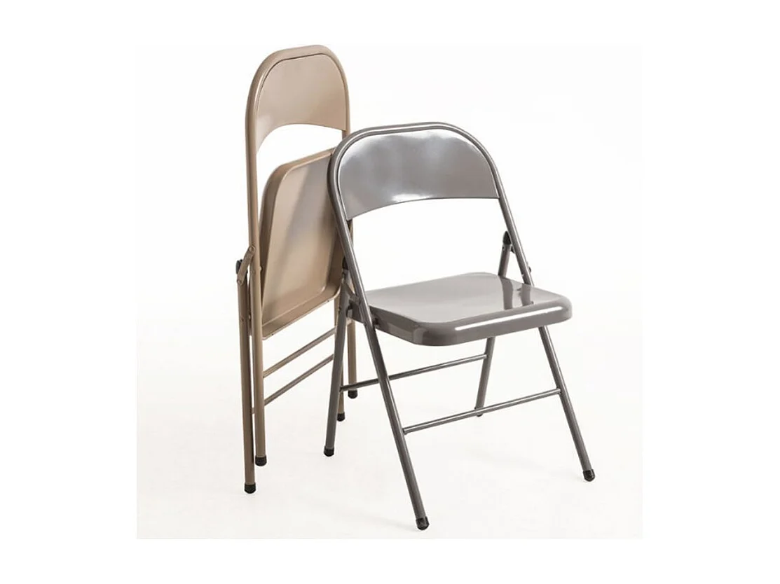 Chaise pliante métal gris brillant Taly - Lot de 2