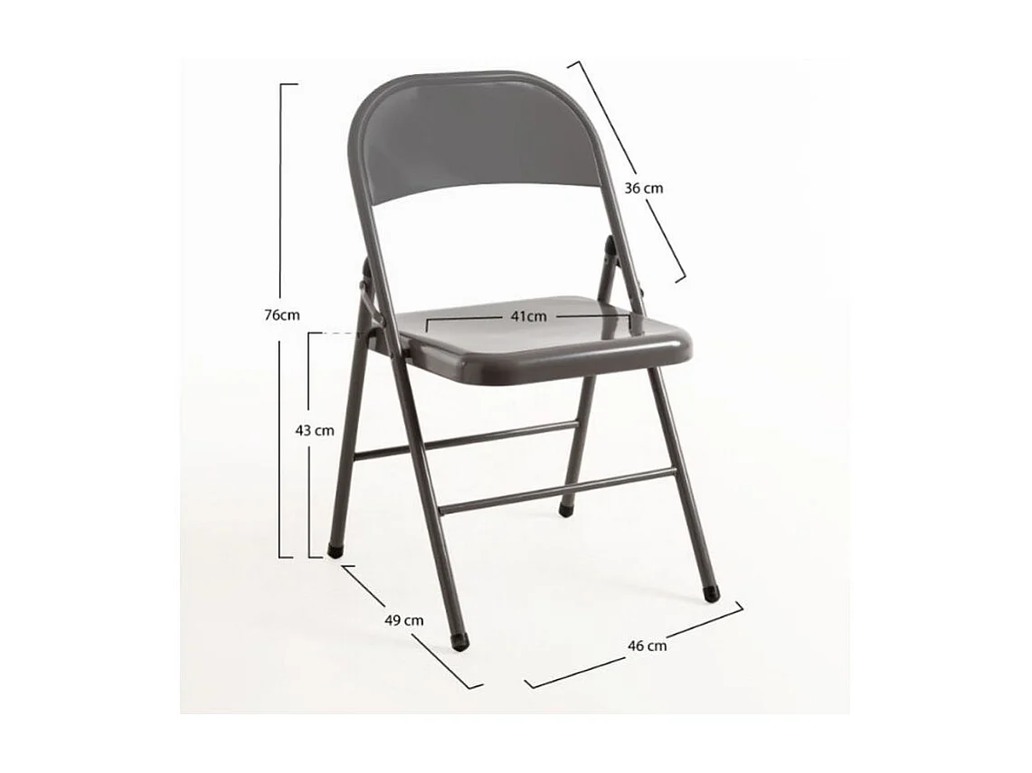 Chaise pliante métal gris brillant Taly - Lot de 2