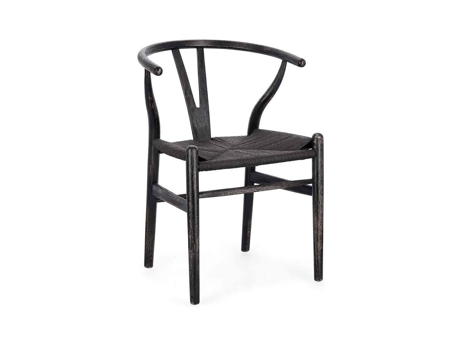 Lot de 2 chaises Artuza – Bois de hêtre et assise tressée en corde-Noir