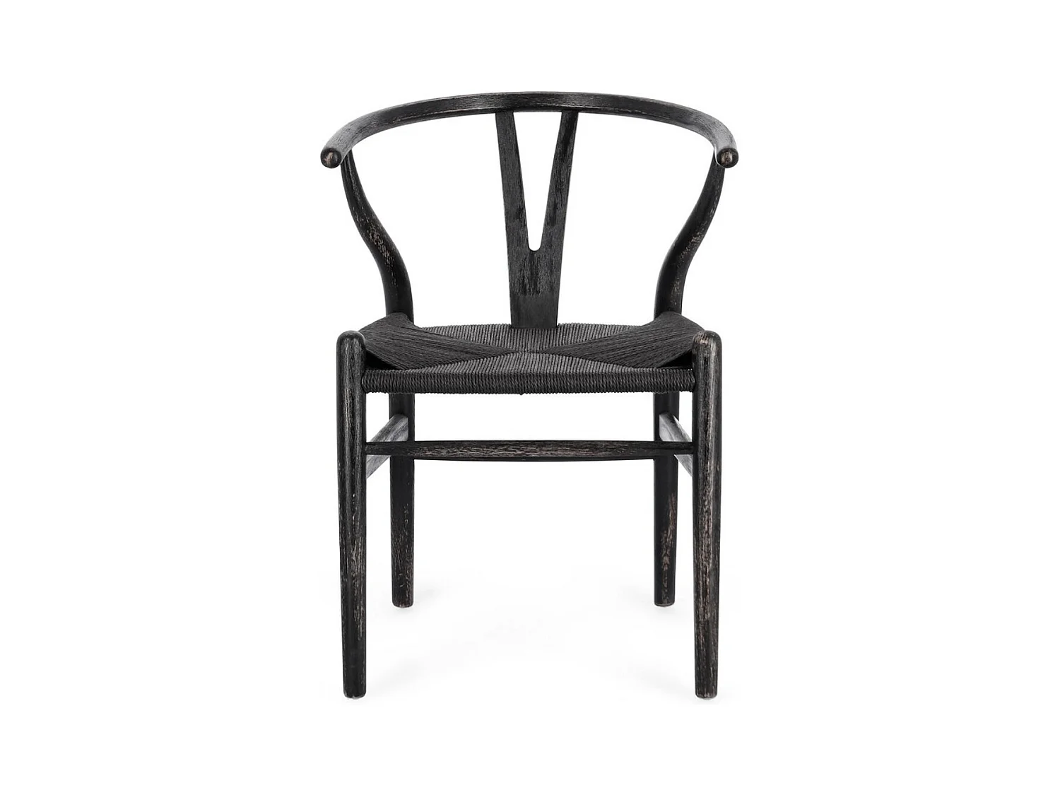 Lot de 2 chaises Artuza – Bois de hêtre et assise tressée en corde-Noir