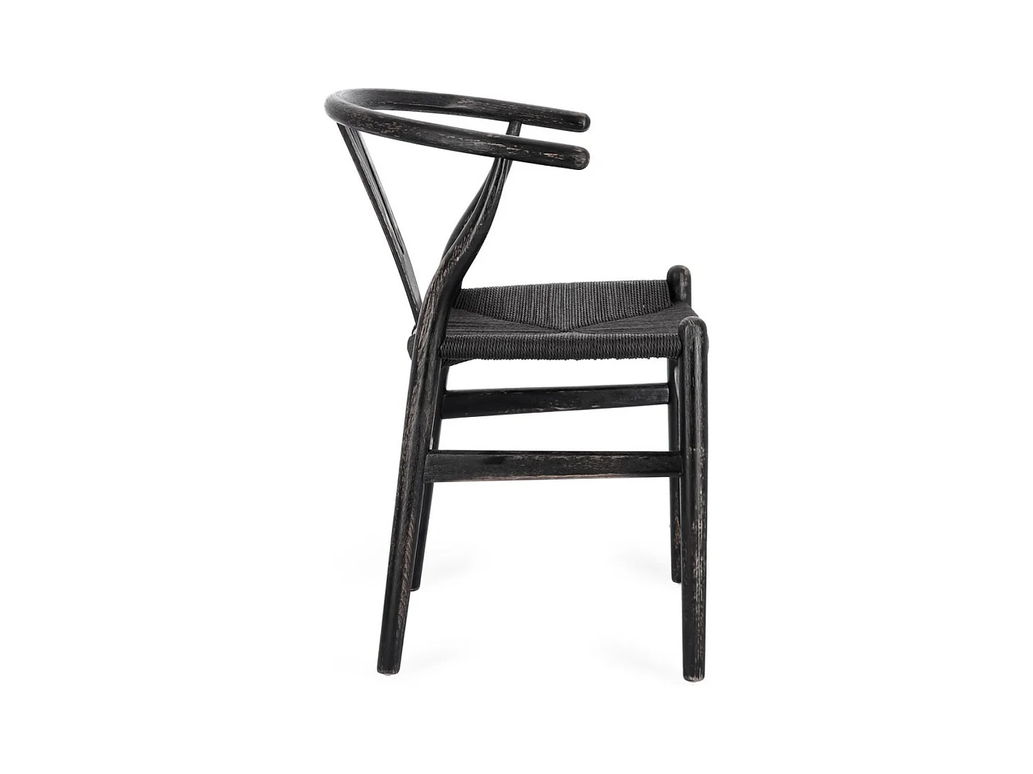 Lot de 2 chaises Artuza – Bois de hêtre et assise tressée en corde-Noir