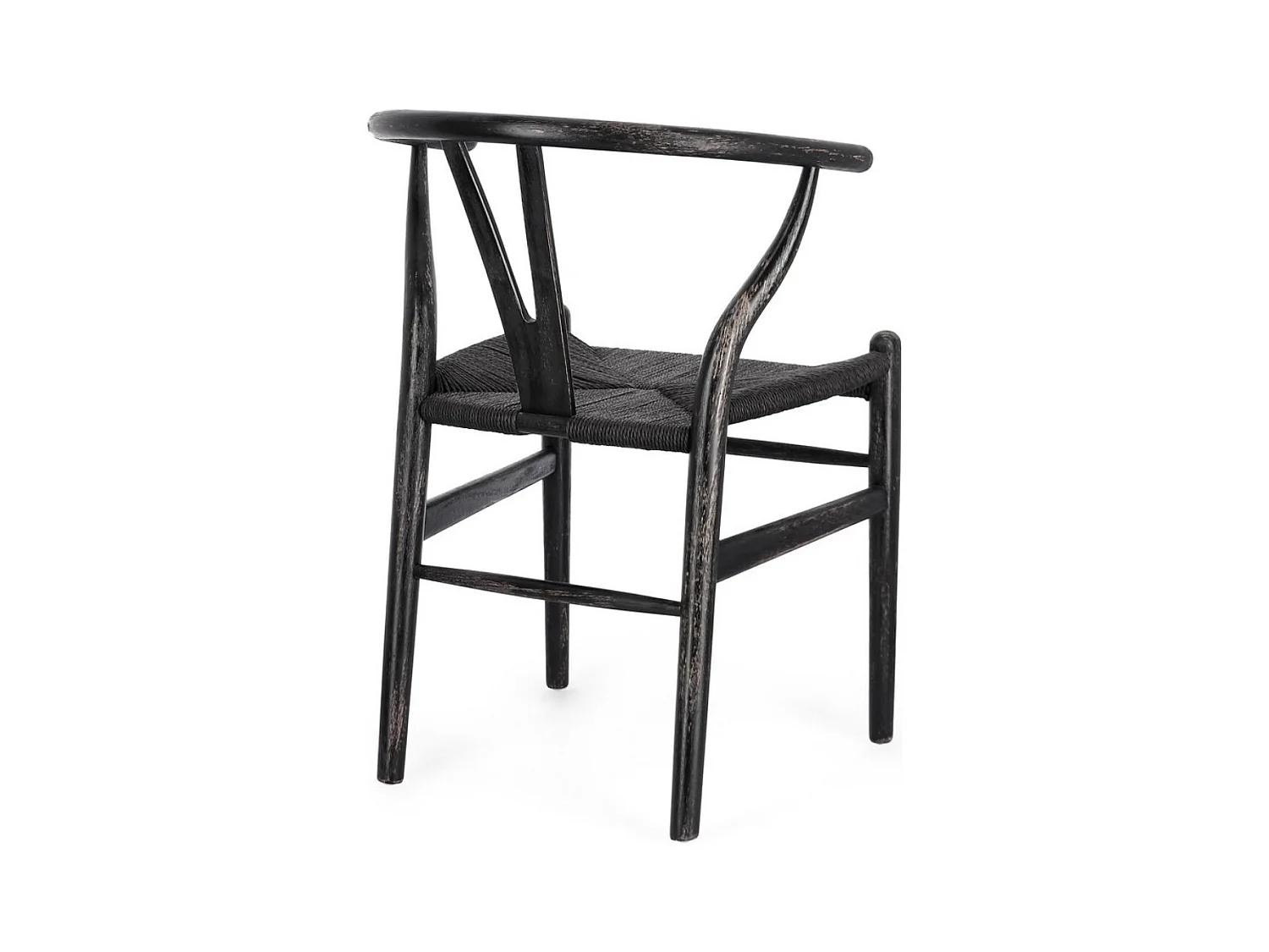Lot de 2 chaises Artuza – Bois de hêtre et assise tressée en corde-Noir