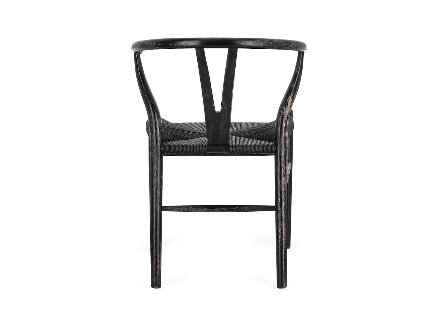 Lot de 2 chaises Artuza – Bois de hêtre et assise tressée en corde-Noir