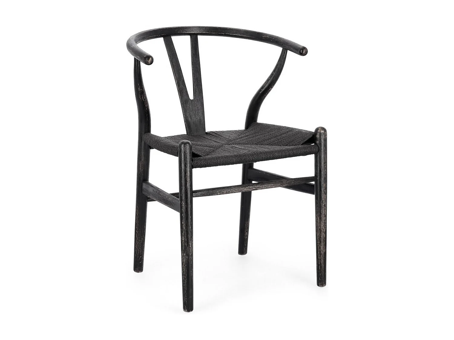 Lot de 2 chaises Artuza – Bois de hêtre et assise tressée en corde-Noir