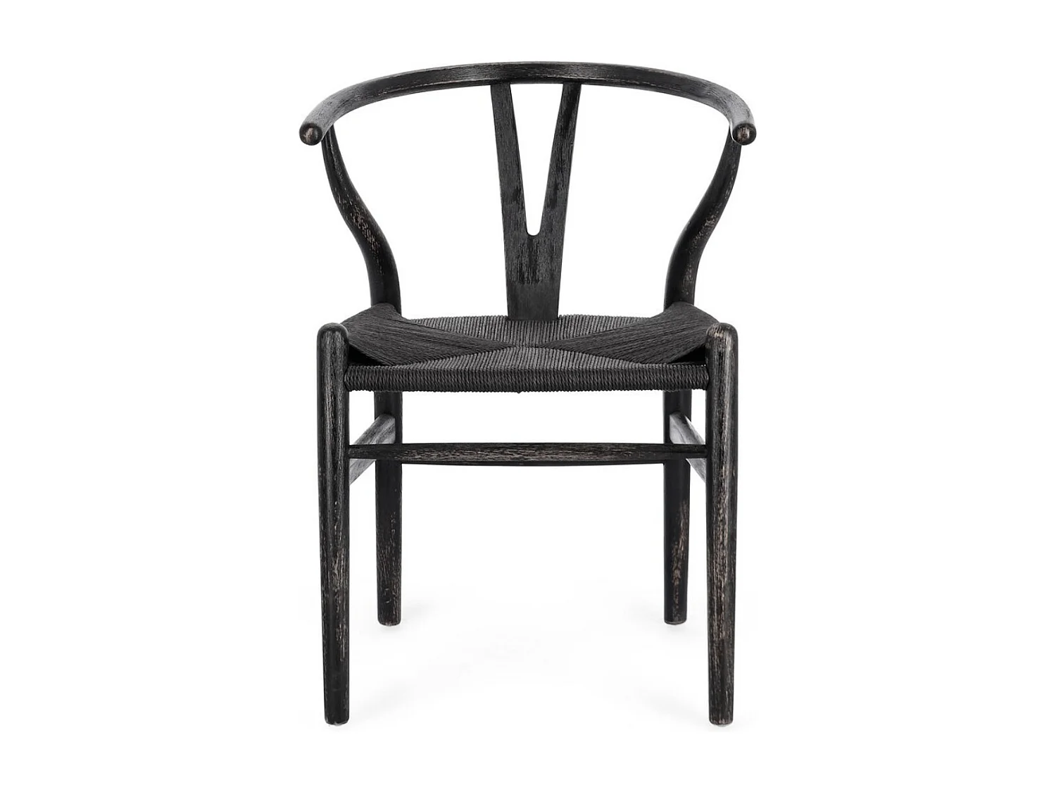 Lot de 2 chaises Artuza – Bois de hêtre et assise tressée en corde-Noir