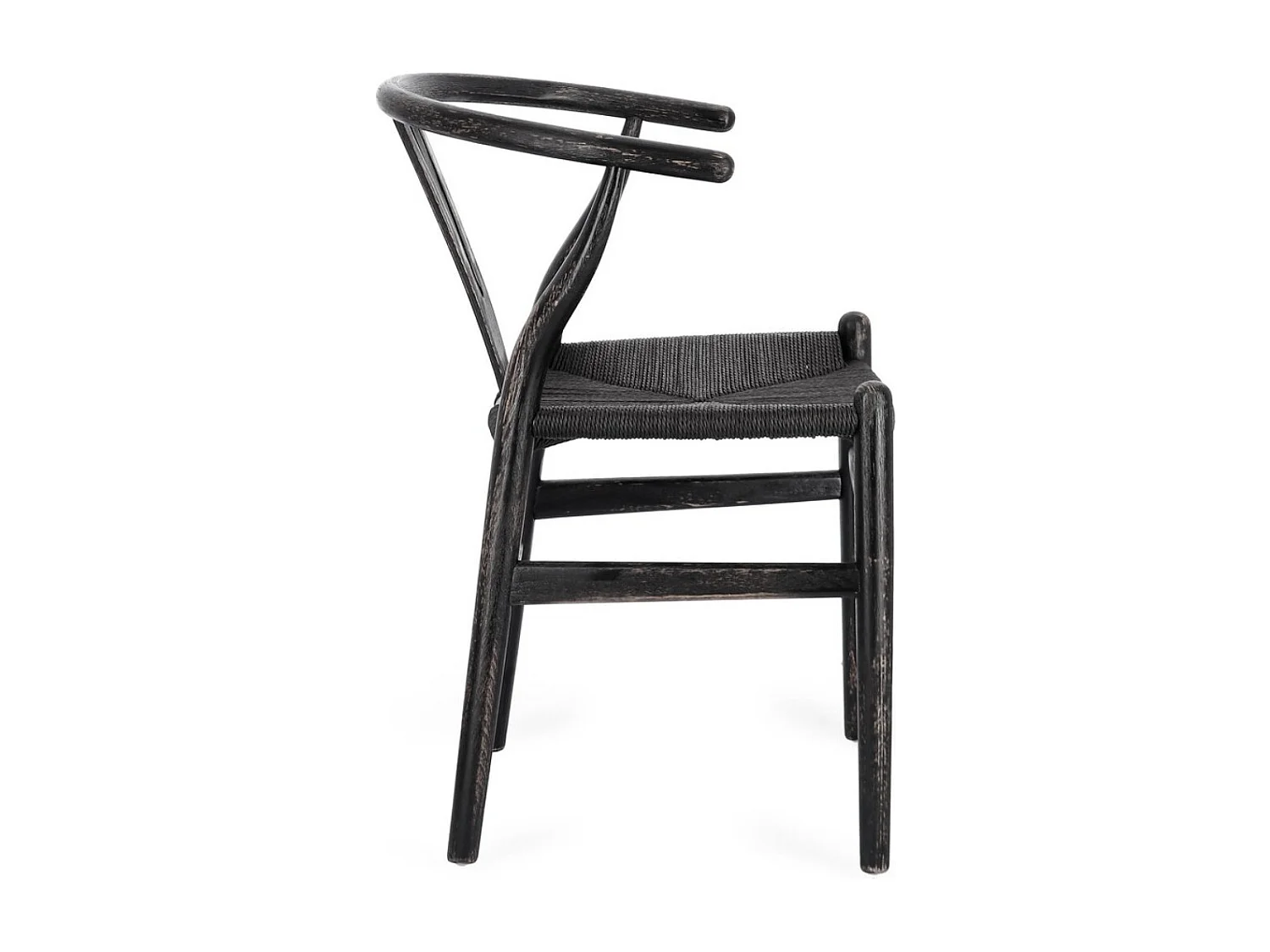 Lot de 2 chaises Artuza – Bois de hêtre et assise tressée en corde-Noir
