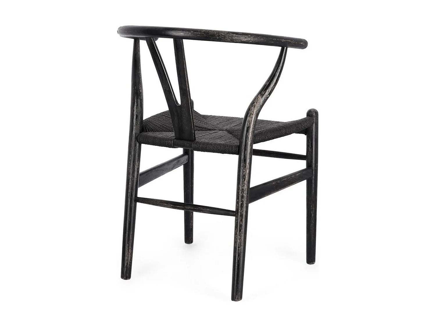 Lot de 2 chaises Artuza – Bois de hêtre et assise tressée en corde-Noir