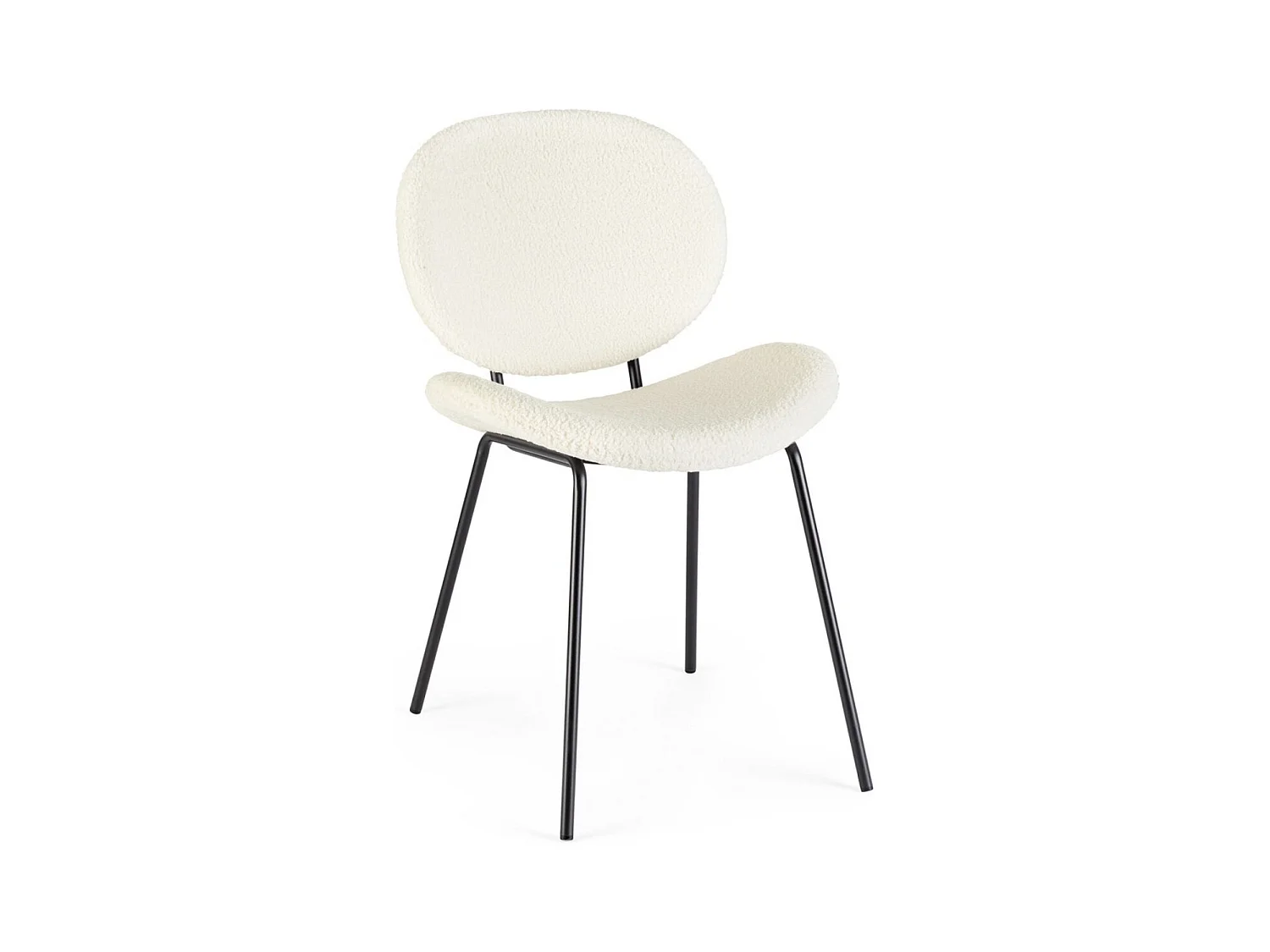 Juego de 2 sillas Maddy de tela loopback: elegancia moderna y confort óptimo-Color Blanco