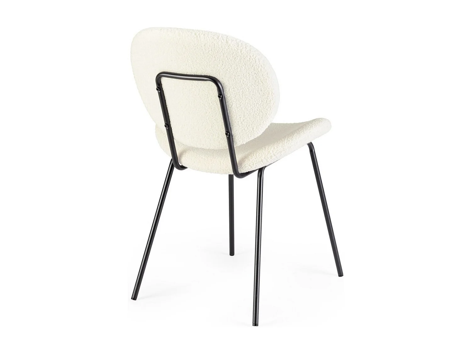 Juego de 2 sillas Maddy de tela loopback: elegancia moderna y confort óptimo-Color Blanco