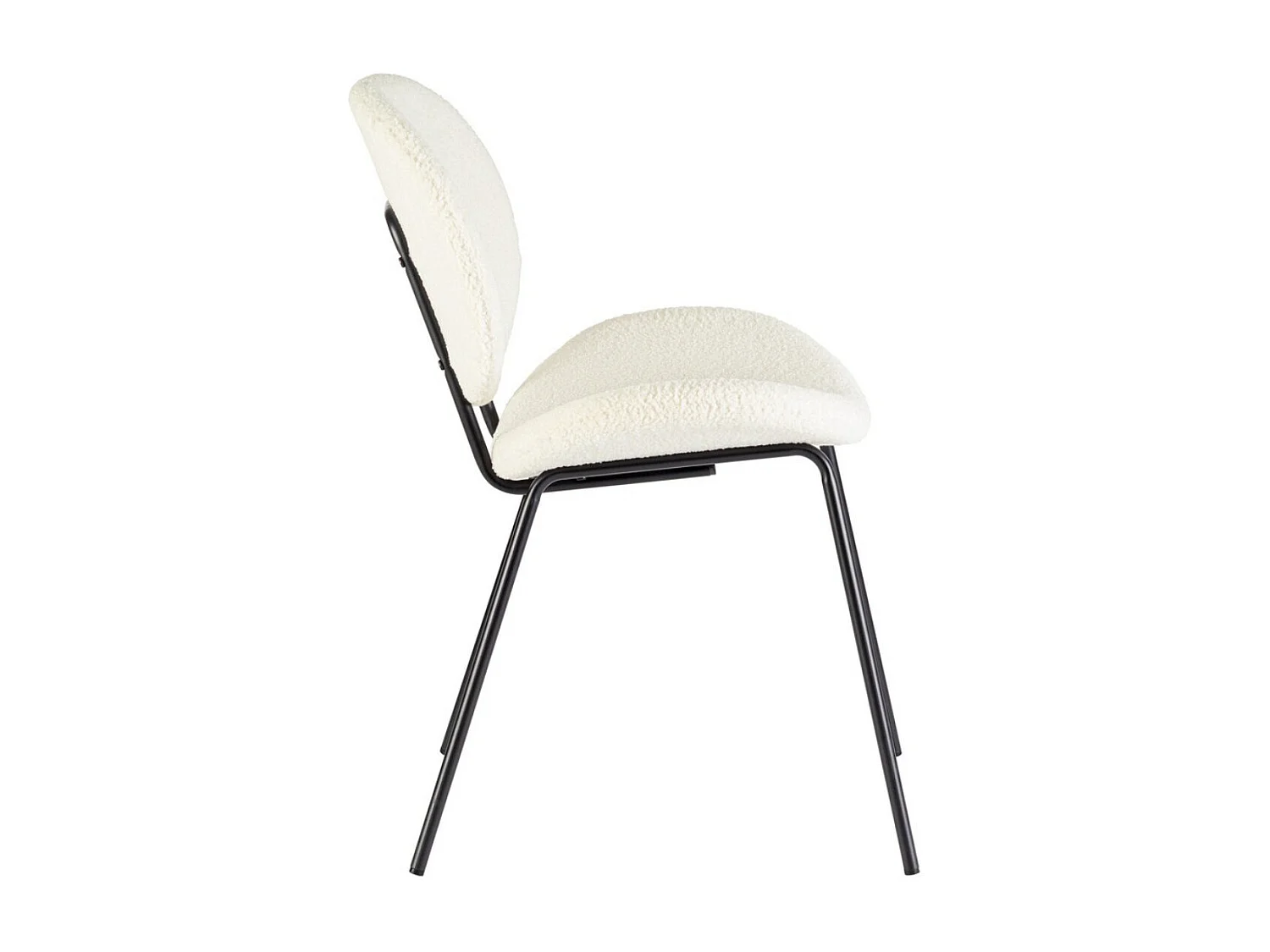 Lot de 2 Chaises tissu effet bouclette Maddy – Élégance moderne et confort optimal-Blanc