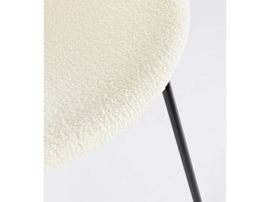 Lot de 2 Chaises tissu effet bouclette Maddy – Élégance moderne et confort optimal-Blanc