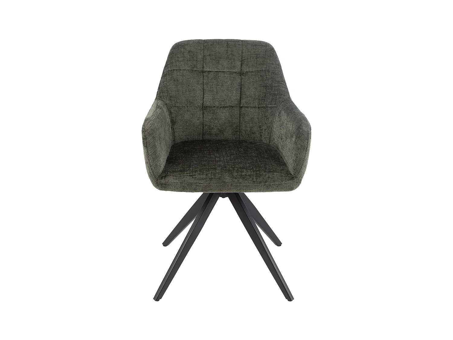Chaise avec accoudoirs LOUNA – Tissu doux et pieds acier noir-Vert