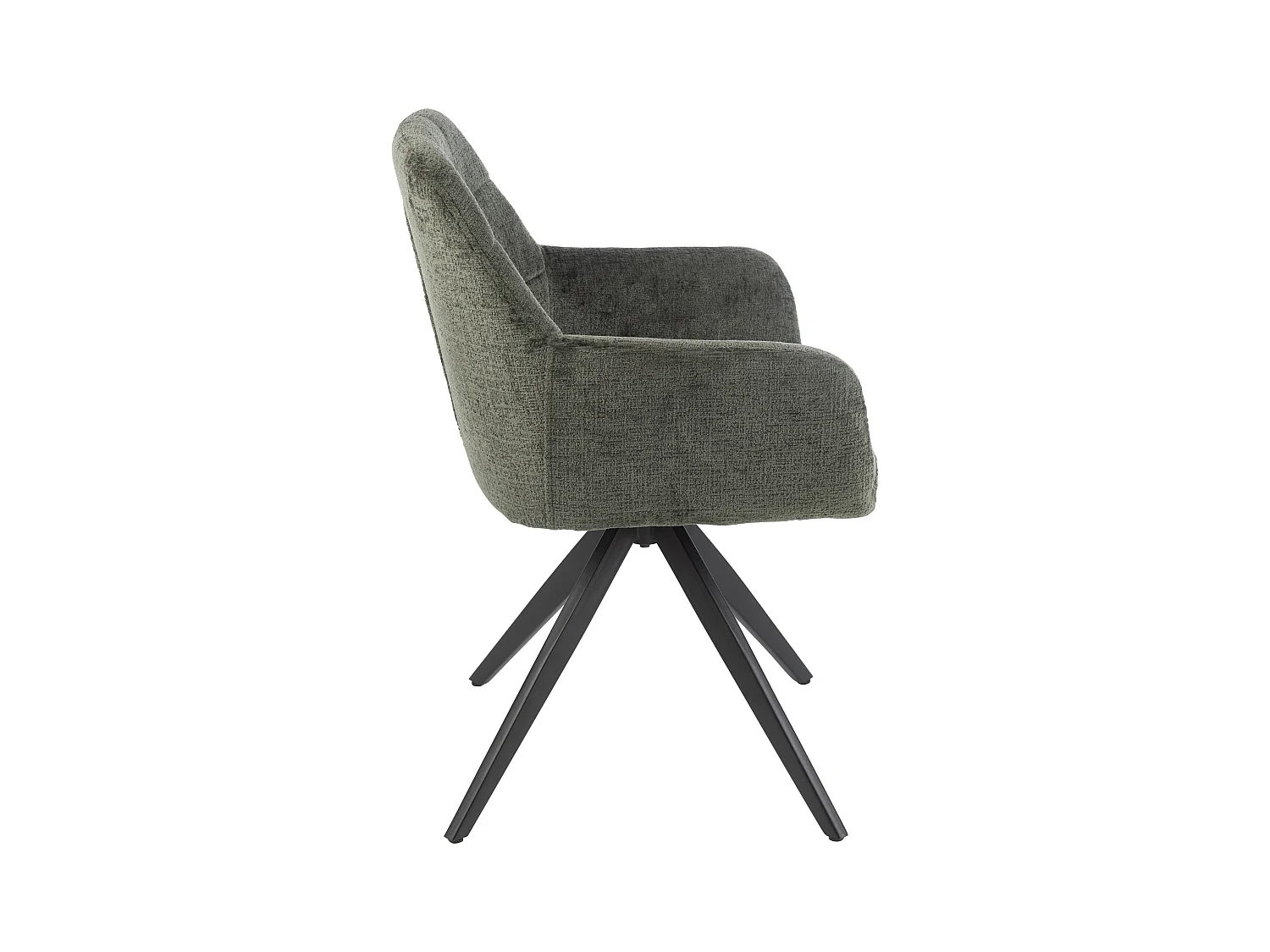 Chaise avec accoudoirs LOUNA – Tissu doux et pieds acier noir-Vert
