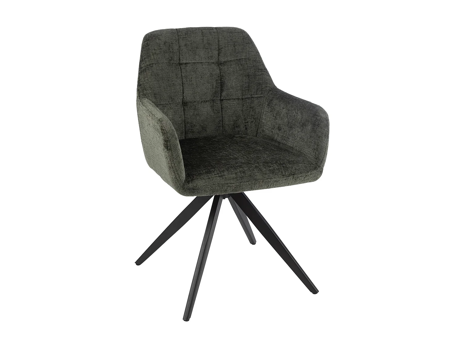 Silla LOUNA con reposabrazos – Tejido suave y patas de acero negro-Color Verde