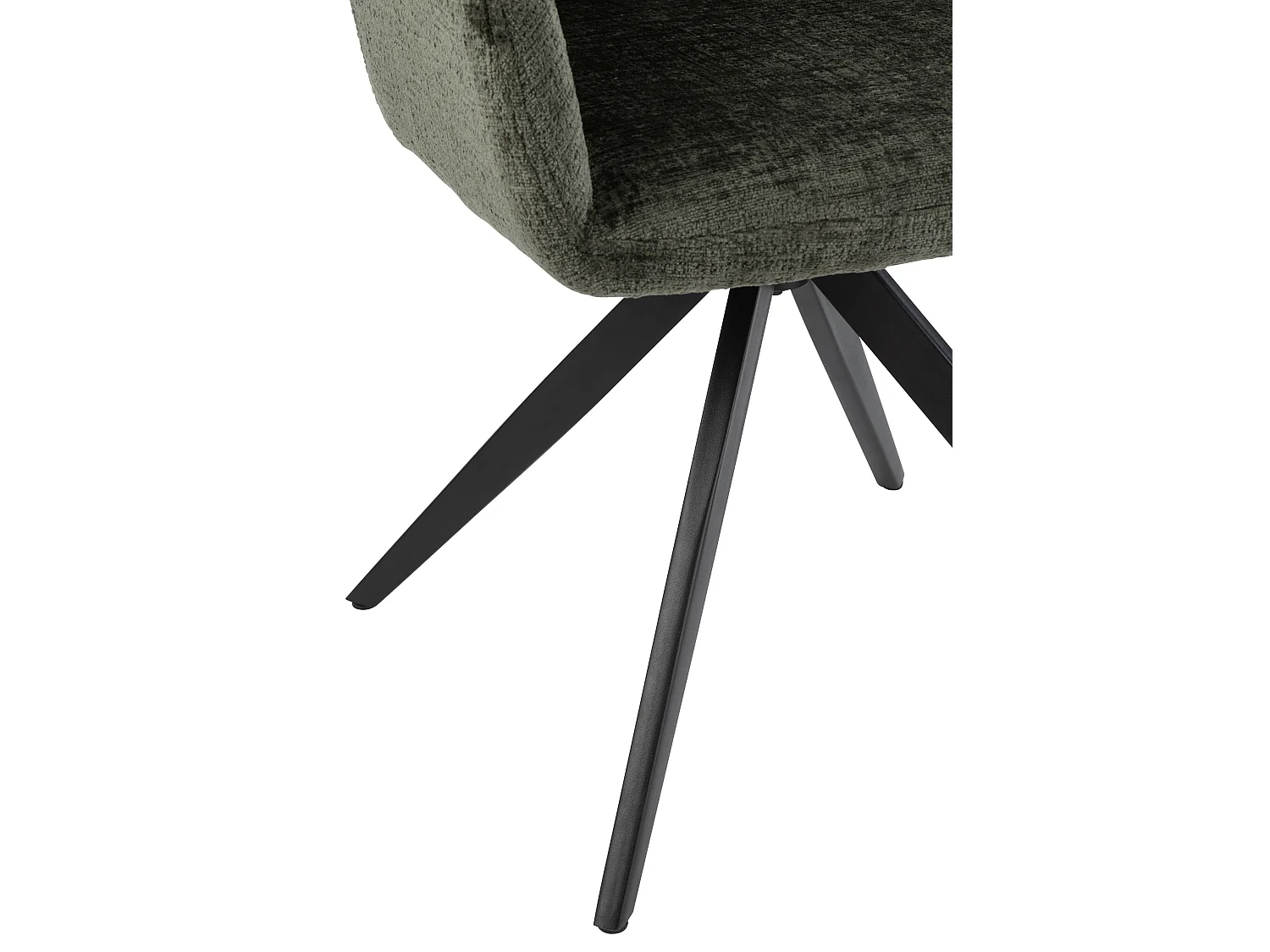 Silla LOUNA con reposabrazos – Tejido suave y patas de acero negro-Color Verde