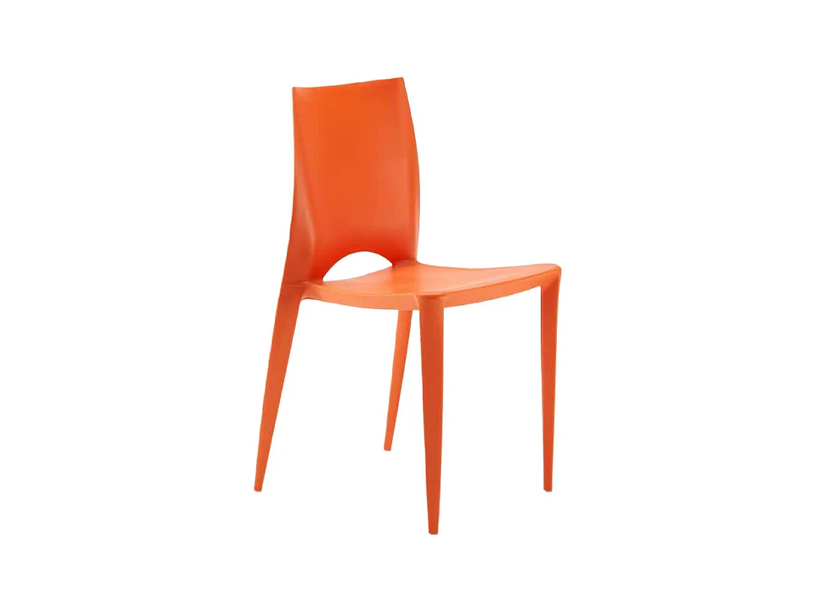 Chaise empilable en polypropylène LUSKO - Usage intérieur-extérieur-Orange