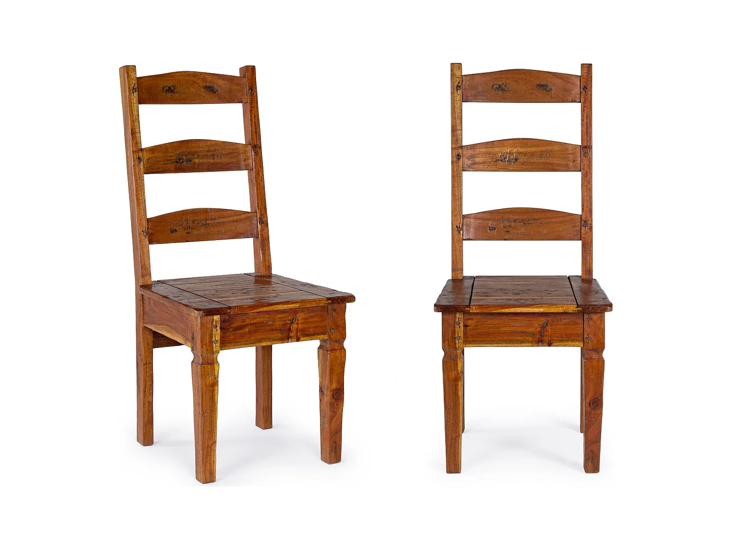 Kastela stoel van massief acaciahout met rustieke bruine afwerking - Set van 2