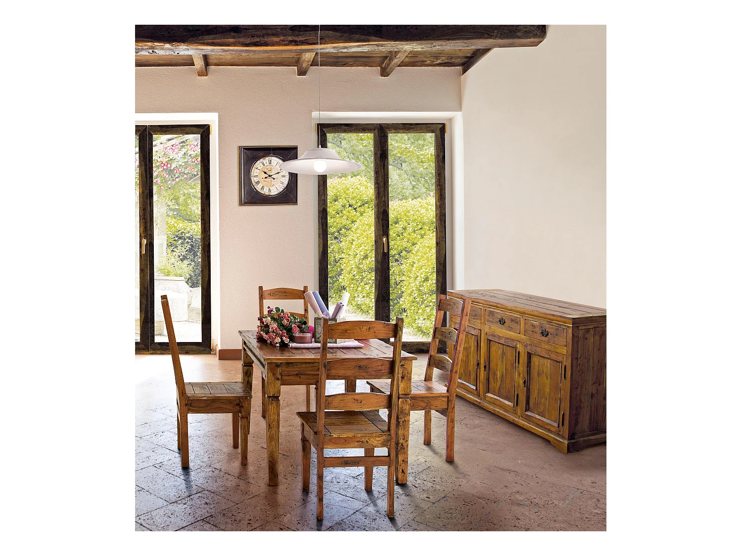 Kastela stoel van massief acaciahout met rustieke bruine afwerking - Set van 2