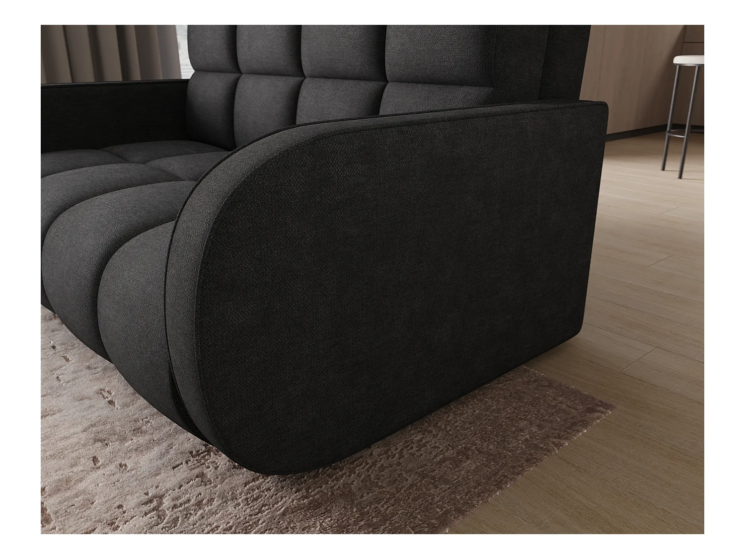 Canapé convertible tissu DENVERS – Avec coffre de rangement-Noir