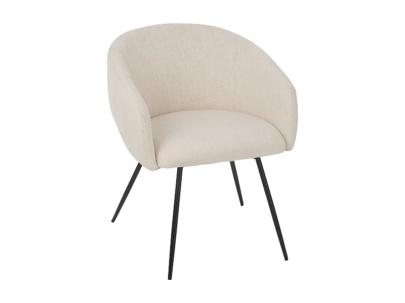 Chaise design WALES – Confort moderne en tissu et métal noir-Blanc cassé