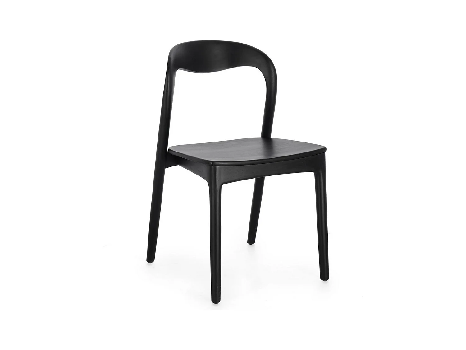 Lot de 2 chaises en bois de Teck – Modèle Kiley-Noir