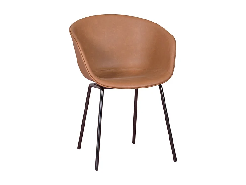 Chaise rembourrée Oliver en similicuir – Élégance et confort pour votre intérieur-Marron clair