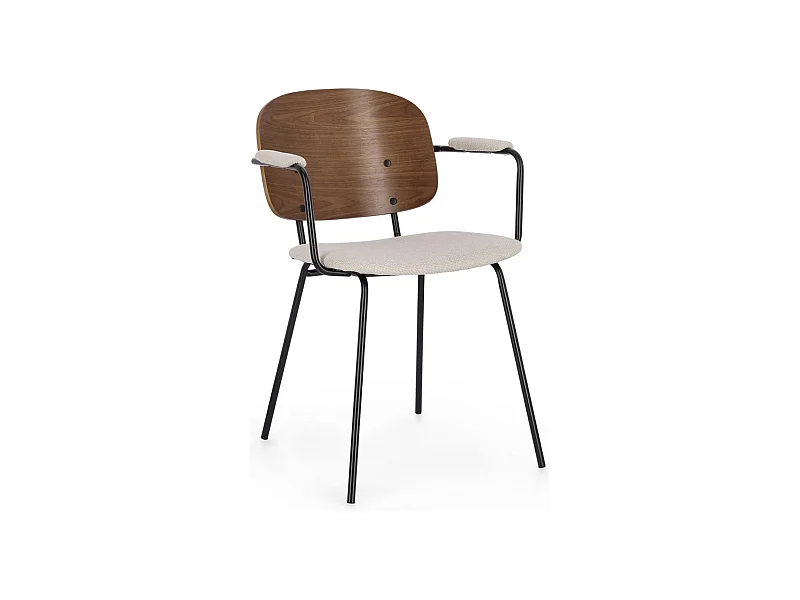 Lot de 2 chaises avec accoudoirs Serona - Élégance et confort au style rétro-Marron/Naturel
