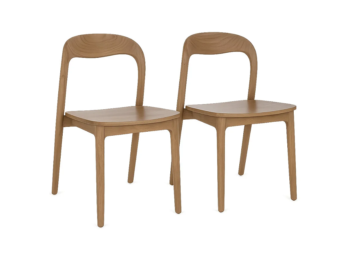 Set van 2 hoogwaardige teakhouten stoelen – model Kiley-Kleur Natuurlijk