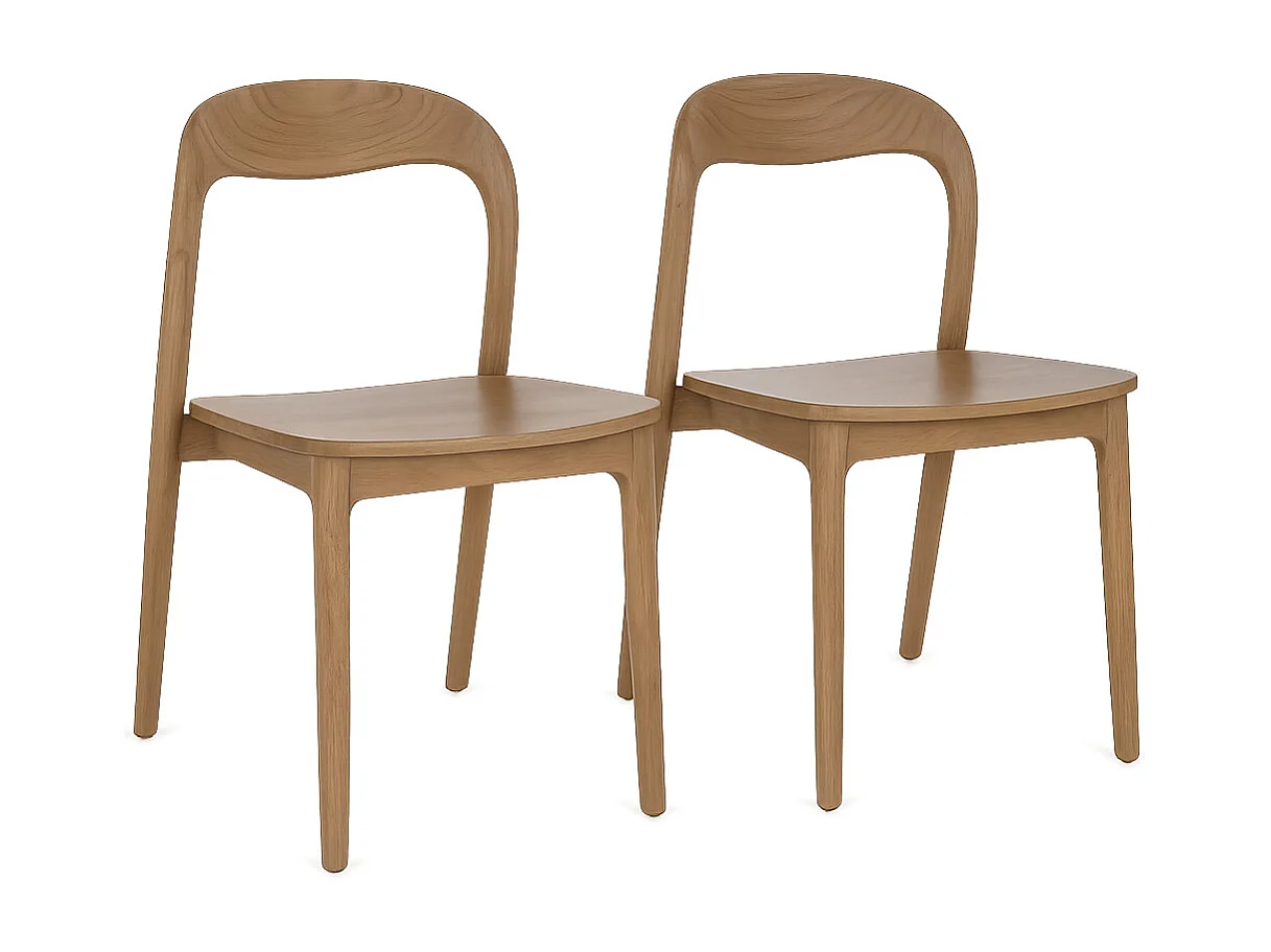 Conjunto de 2 sillas de madera de teca de alta gama – Modelo Kiley-Color Natural