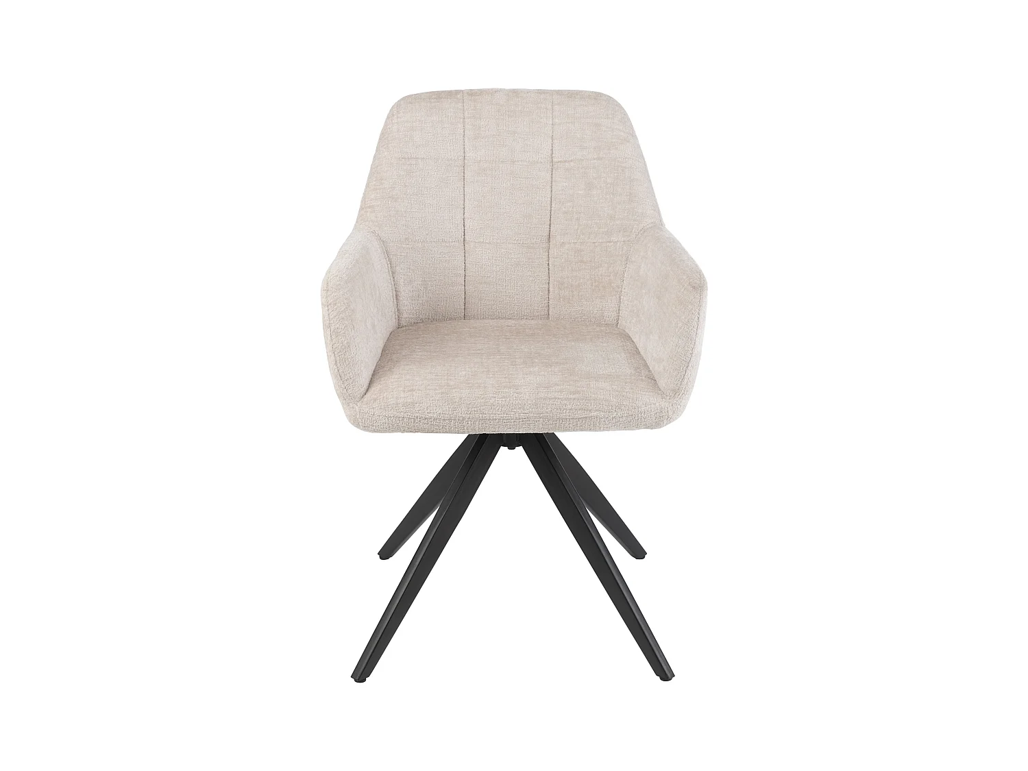 Chaise avec accoudoirs LOUNA – Tissu doux et pieds acier noir-Beige