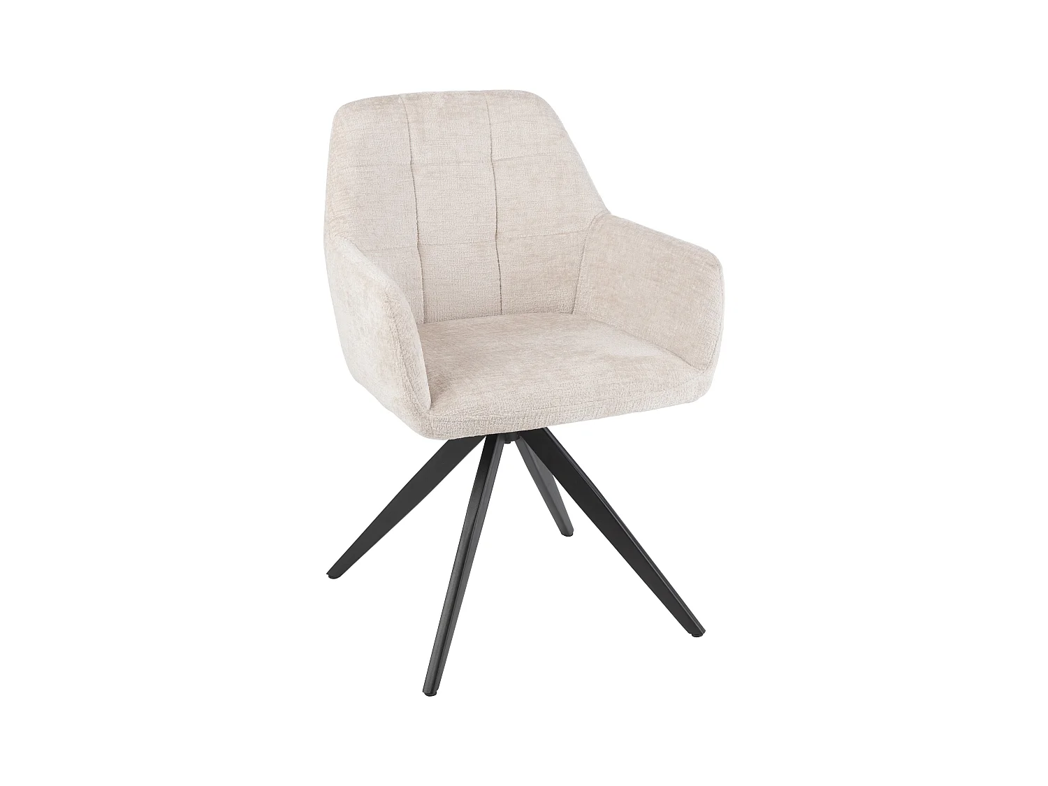 Chaise avec accoudoirs LOUNA – Tissu doux et pieds acier noir-Beige