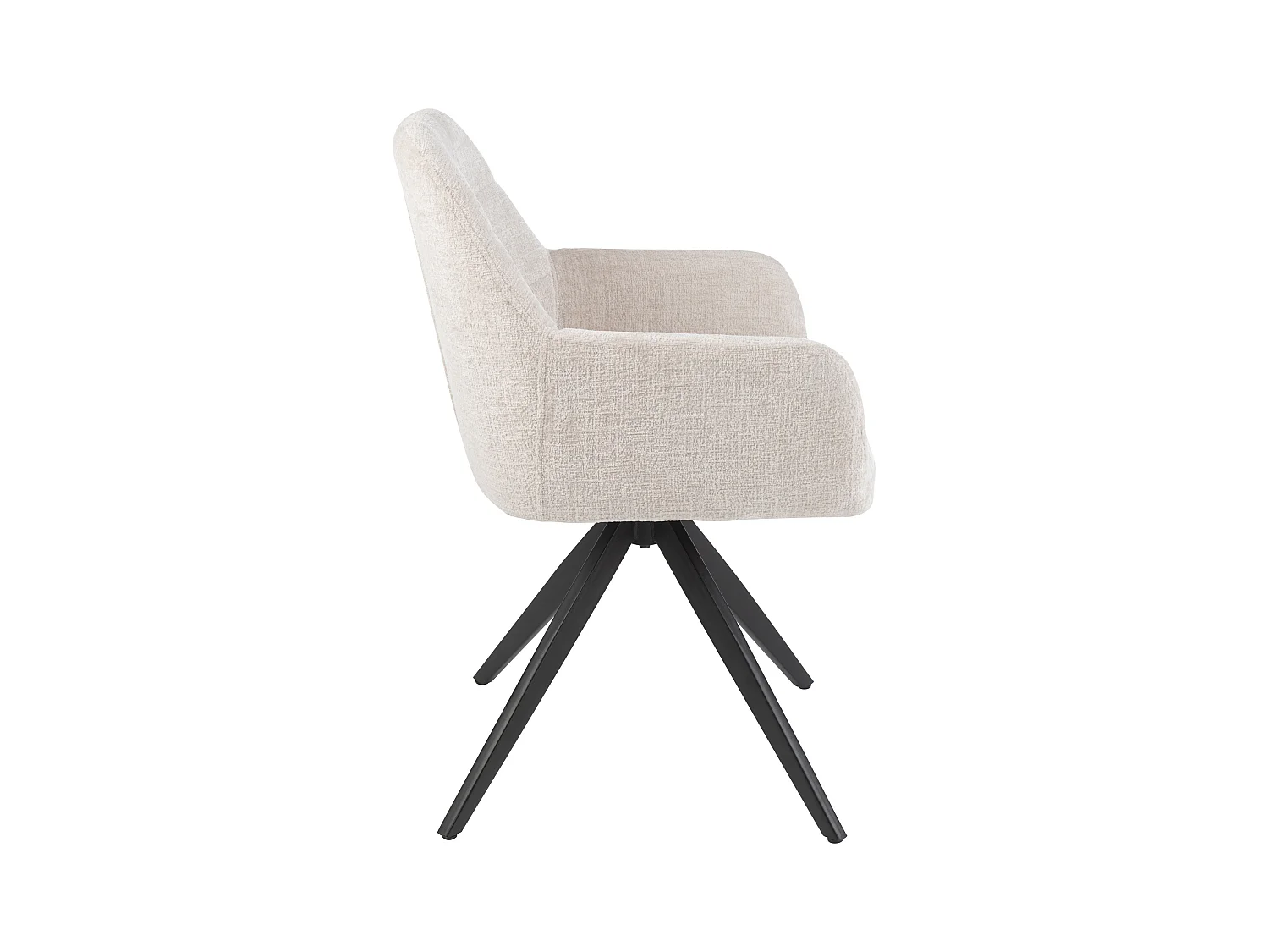 Chaise avec accoudoirs LOUNA – Tissu doux et pieds acier noir-Beige