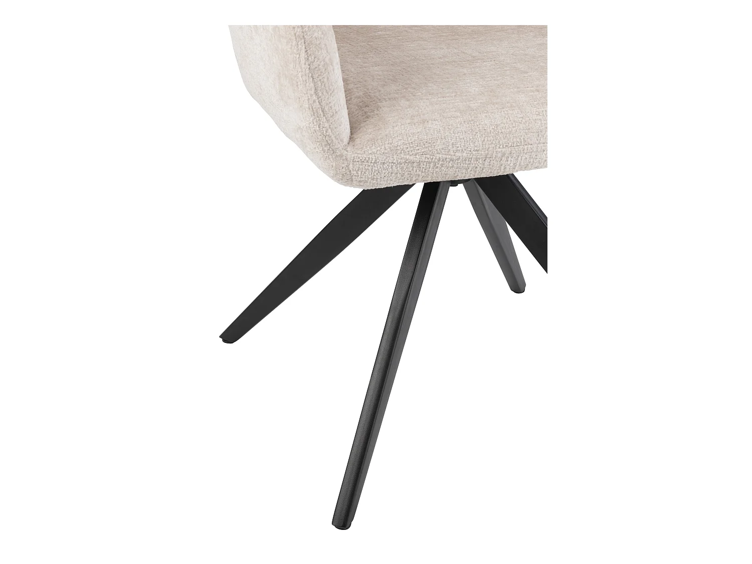 Chaise avec accoudoirs LOUNA – Tissu doux et pieds acier noir-Beige