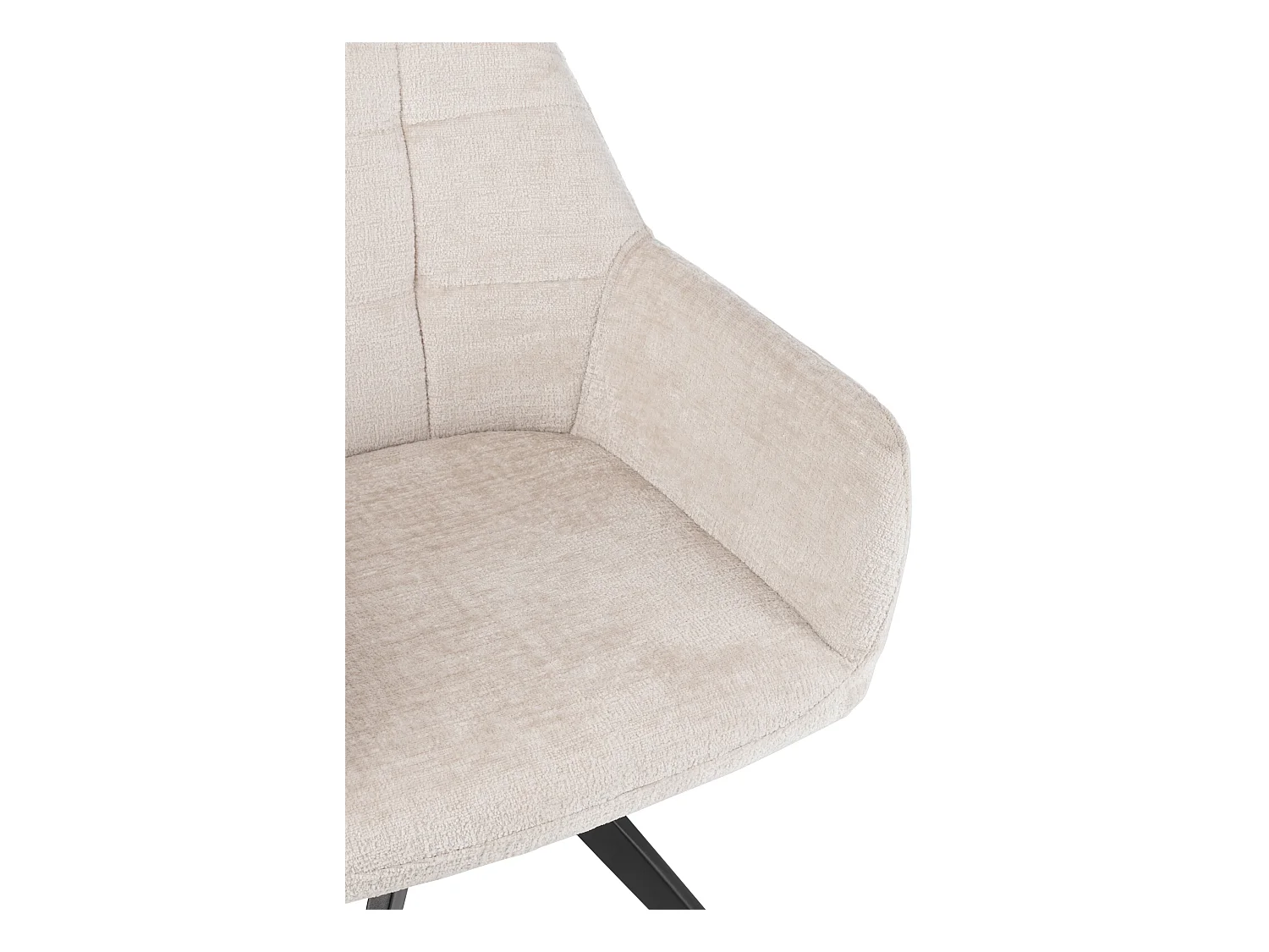 Chaise avec accoudoirs LOUNA – Tissu doux et pieds acier noir-Beige