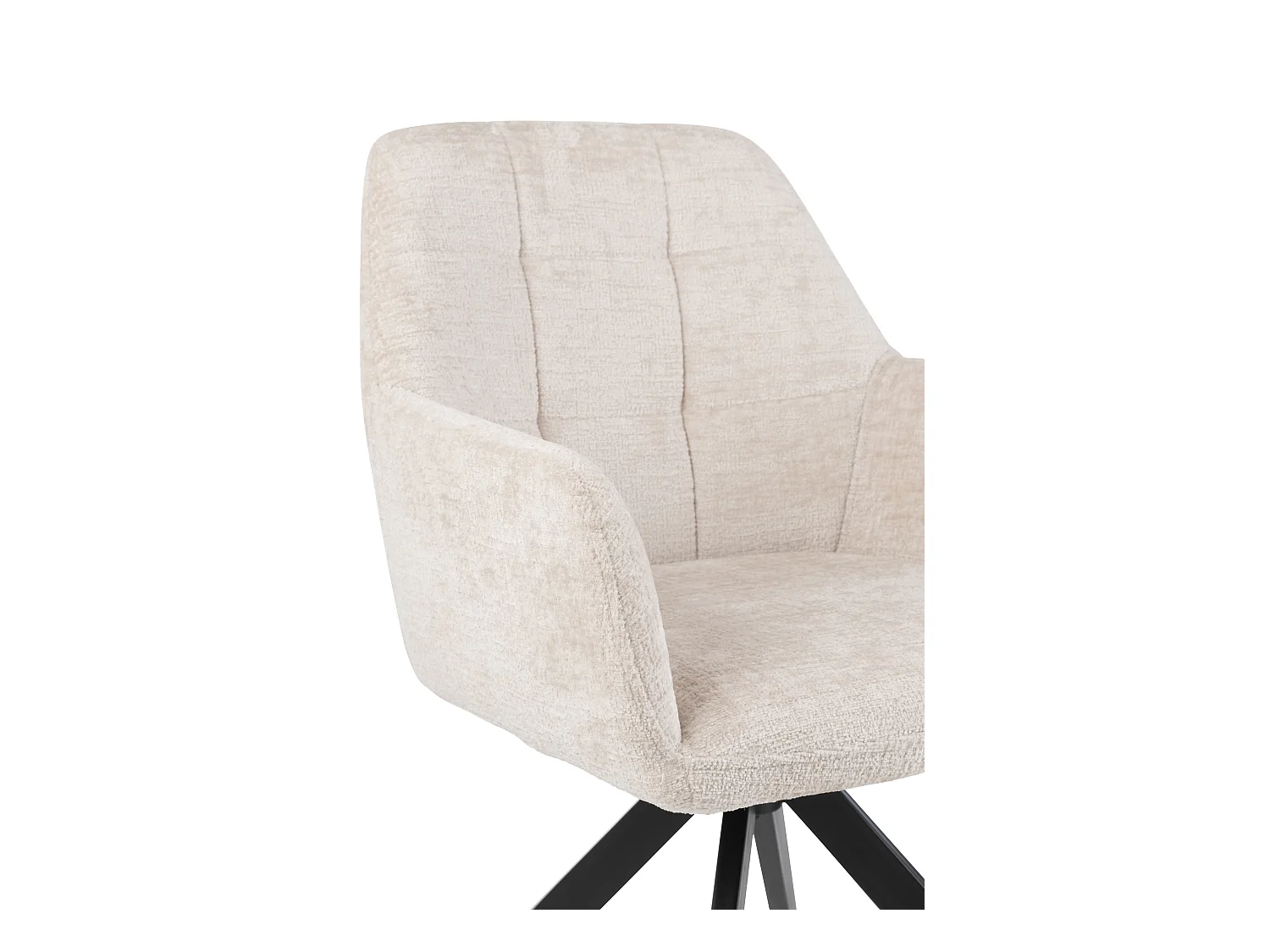 Chaise avec accoudoirs LOUNA – Tissu doux et pieds acier noir-Beige