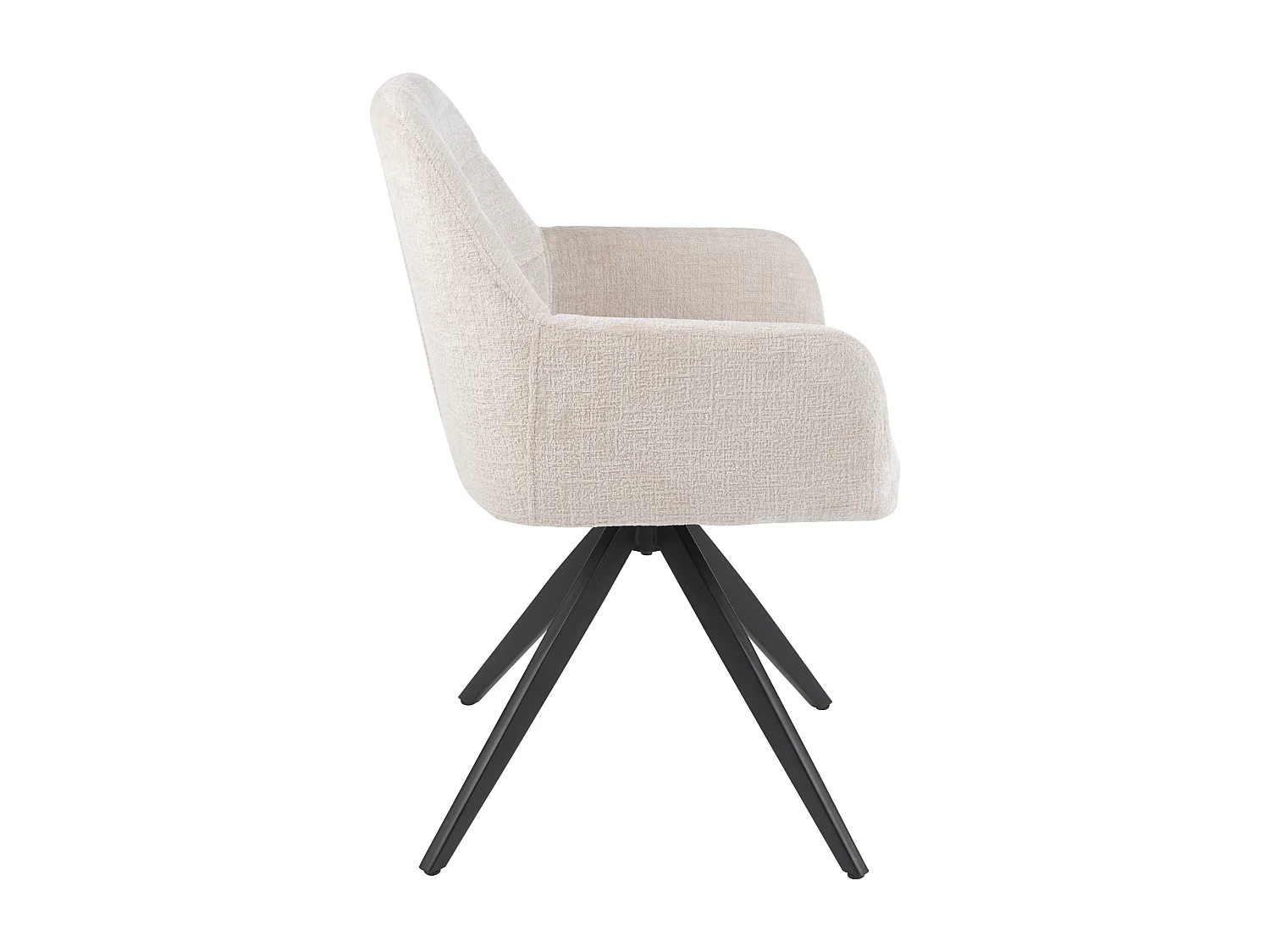 Silla LOUNA con reposabrazos – Tejido suave y patas de acero negro-Color ribete verde crudo