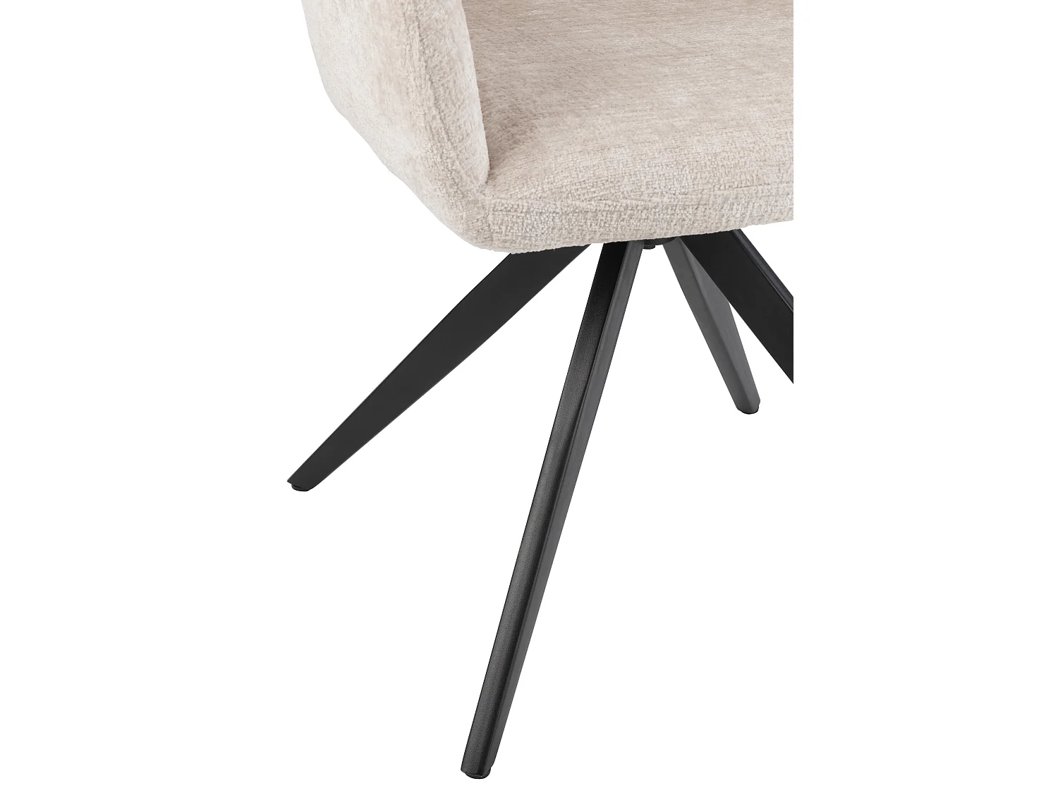 Silla LOUNA con reposabrazos – Tejido suave y patas de acero negro-Color ribete verde crudo