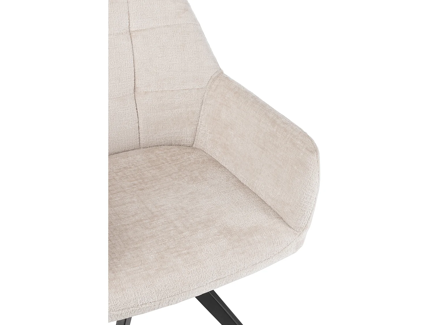 Silla LOUNA con reposabrazos – Tejido suave y patas de acero negro-Color ribete verde crudo