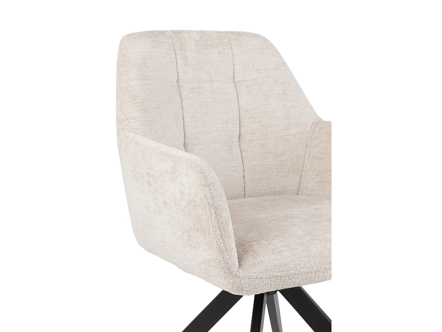 Silla LOUNA con reposabrazos – Tejido suave y patas de acero negro-Color ribete verde crudo